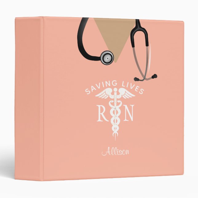 Classeur Infirmière Blush Pink Scrub Top Stethoscope Monogr (Devant/Côté)