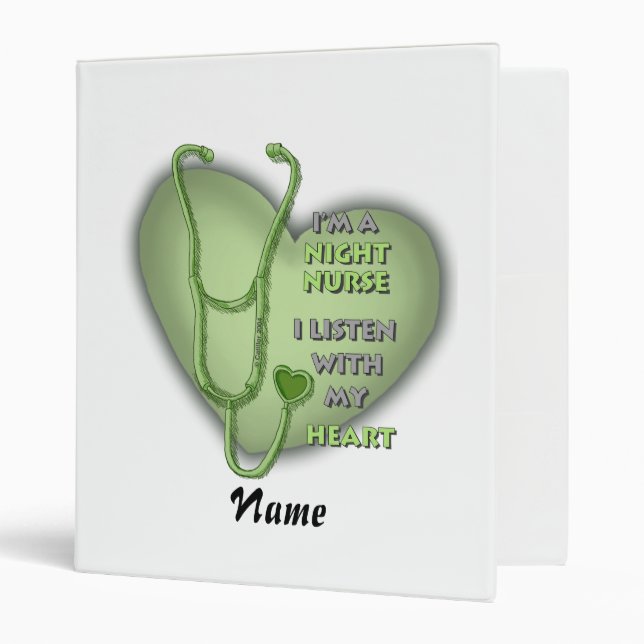 Classeur Infirmière de nuit du coeur vert (Devant/intérieur)