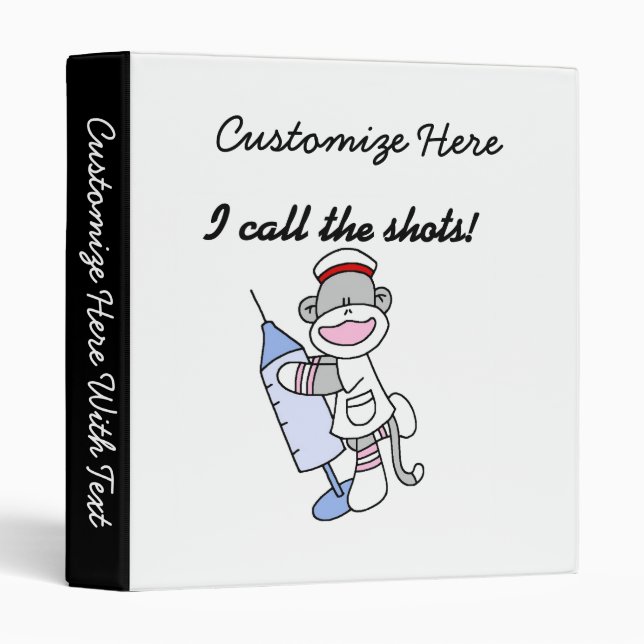 Classeur Infirmière de singe de chaussette j'appelle les (Devant/Côté)