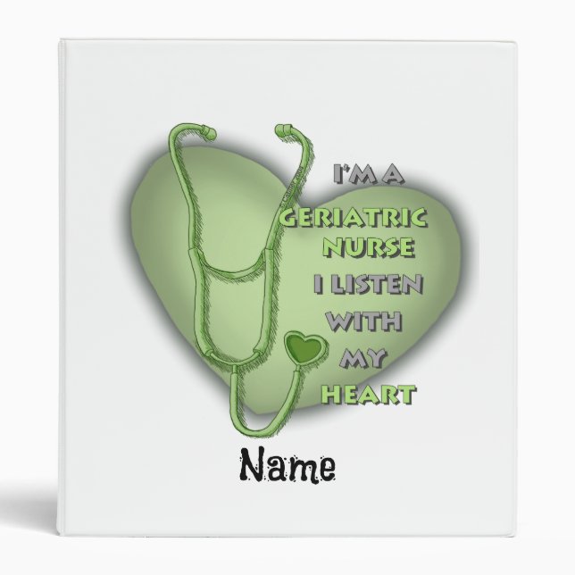Classeur Infirmière gériatrique à coeur vert (Devant)