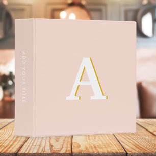Classeur Initial Monogram Blush Pink Vintage Typography