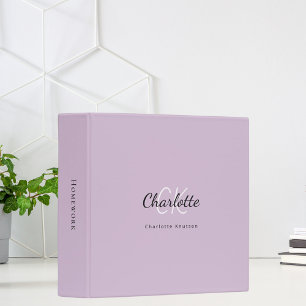 Classeur Initiales de monogramme en lavande douce nom