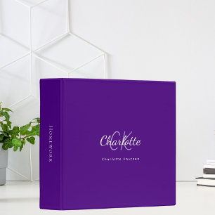 Classeur Initiales de monogramme indigo violet nom