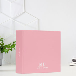 Classeur Initiales de monogramme rose clair nom