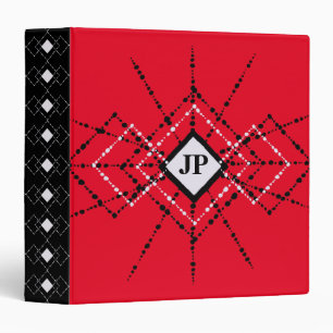Classeur Initiales Diamants Gras Rouge Noir Et Blanc Design