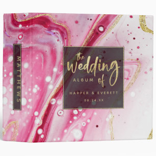 Classeur Inky Splash Vin Marbre Or Mariage Photo Album