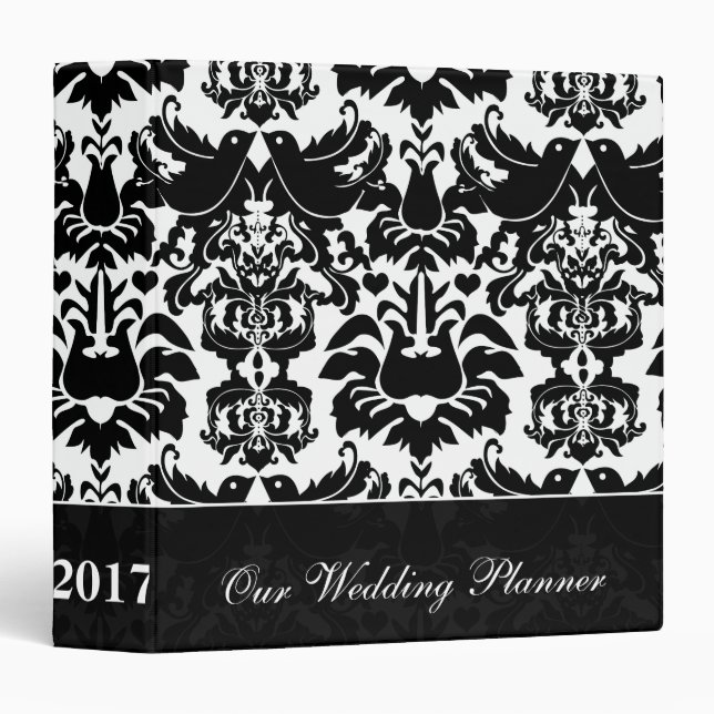 Classeur Inséparable Damask noir et blanc (Devant/Côté)