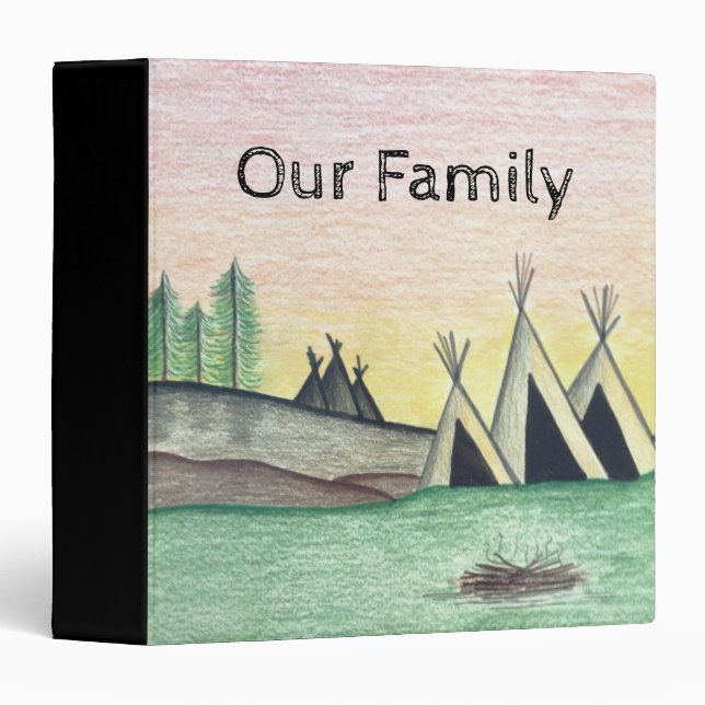 Classeur Inspiration folk Art autochtone personnalisée (Devant/Côté)