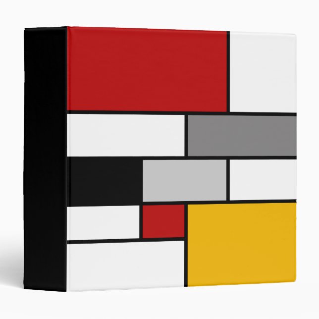 Classeur Inspiration mondrienne colorée (Devant/Côté)