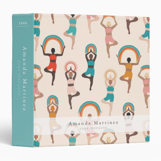 Classeur Instructrice de yoga Femmes Yoga Pose Tan clair (Devant/Côté)