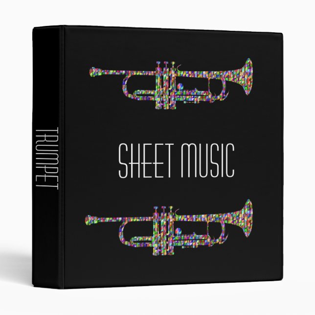 Classeur instrument musical de trompette funky (Devant/Côté)