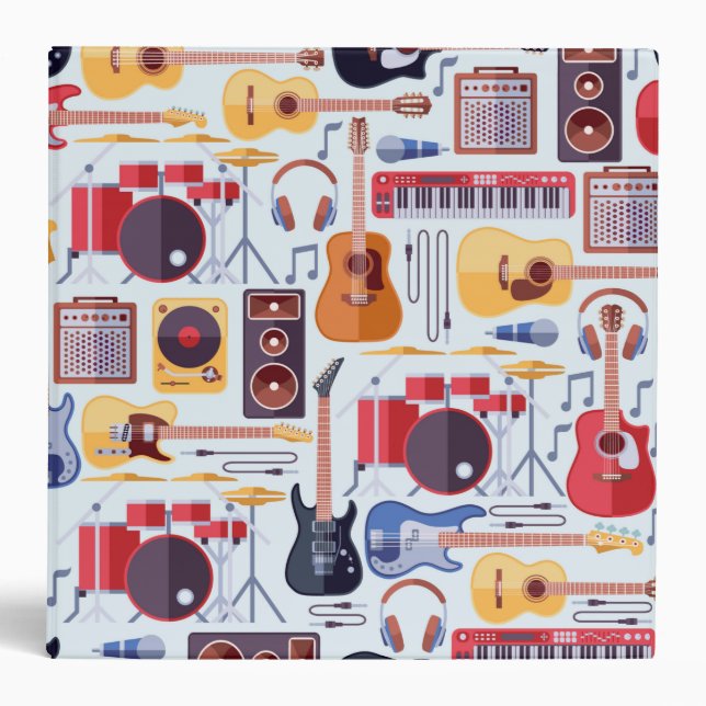 Classeur Instruments de musique colorés motif (Devant)