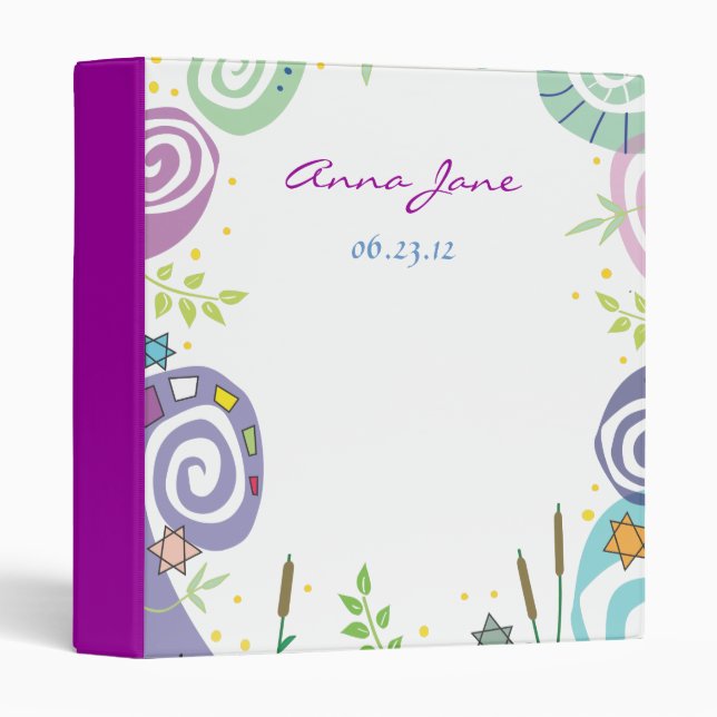 Classeur Invitation Bat mitzvah juif Mariage blanc (Devant/Côté)