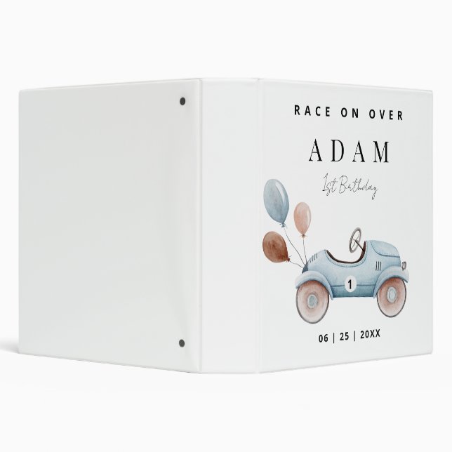 Classeur Invitation d'anniversaire de voiture de course, An (Arrière-plan)