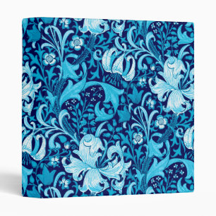 Classeur Iris de William Morris et lis, bleu d'indigo