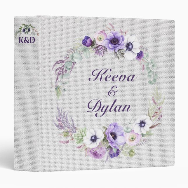 Classeur Irlandais bénie violets Mariage - Anniversaire (Devant/Côté)
