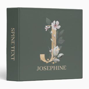 Classeur J Monogram Floral Personnalisé