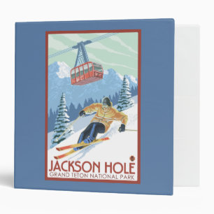 Classeur Jackson Hole, skieur du Wyoming et tram