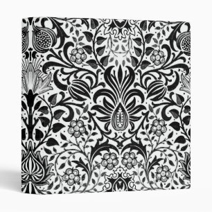 Classeur Jacobean Floral Damask, noir, blanc et gris