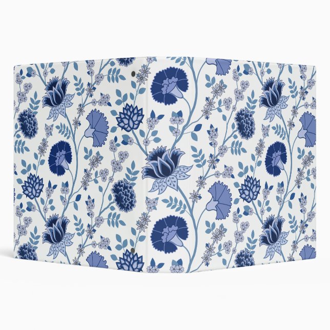 Classeur Jacobean Floral Lg Motif Blues sur blanc (Arrière-plan)