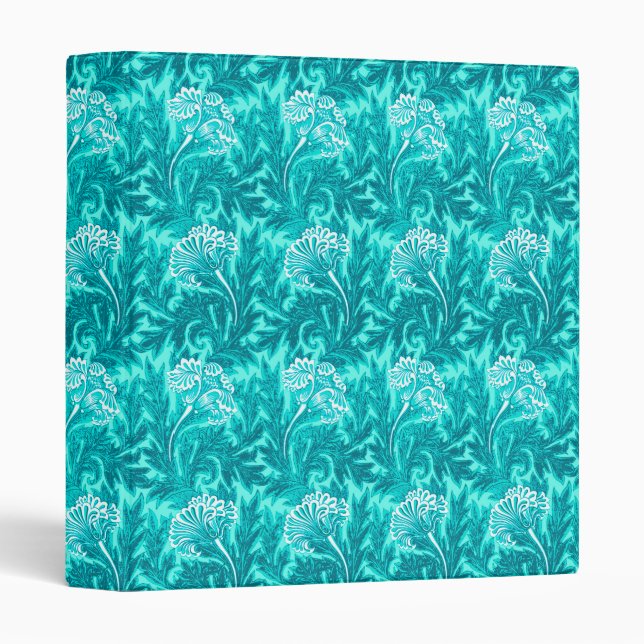 Classeur Jacobean Flower Damask, Turquoise et bleu Turquois (Devant/Côté)