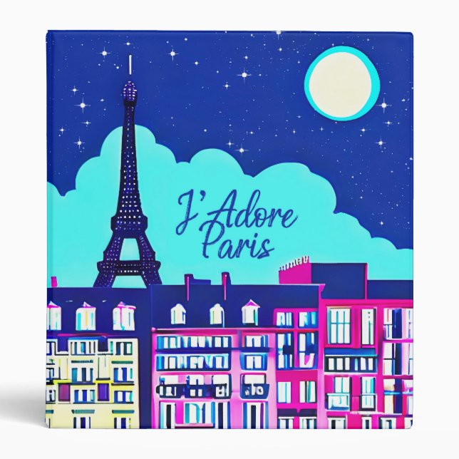Classeur J'adore Paris - Imaginaire Paris sous une Pleine l (Devant)