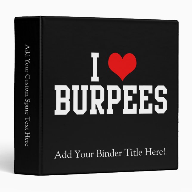 Classeur J'aime Burpees, forme physique (Devant/Côté)