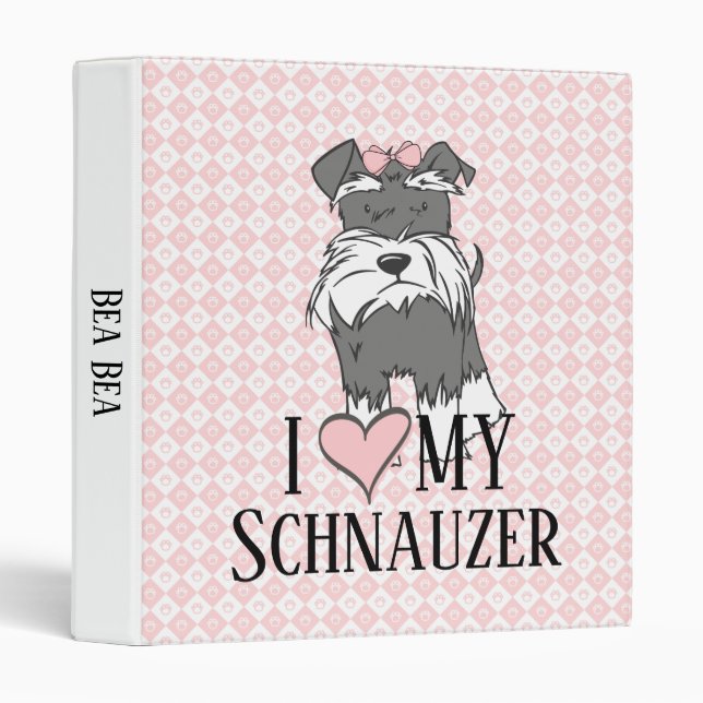 Classeur J'aime mon Schnauzer (Devant/Côté)