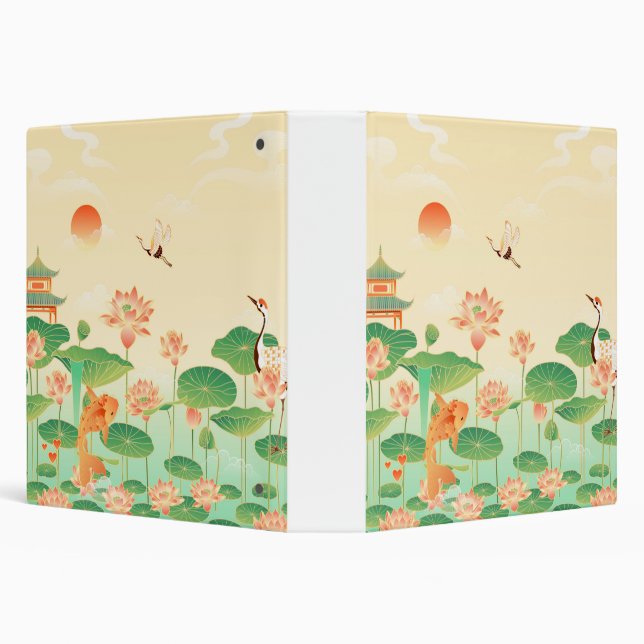 Classeur Japanese Garden Koi Pond and Waterlilies Art (Arrière-plan)