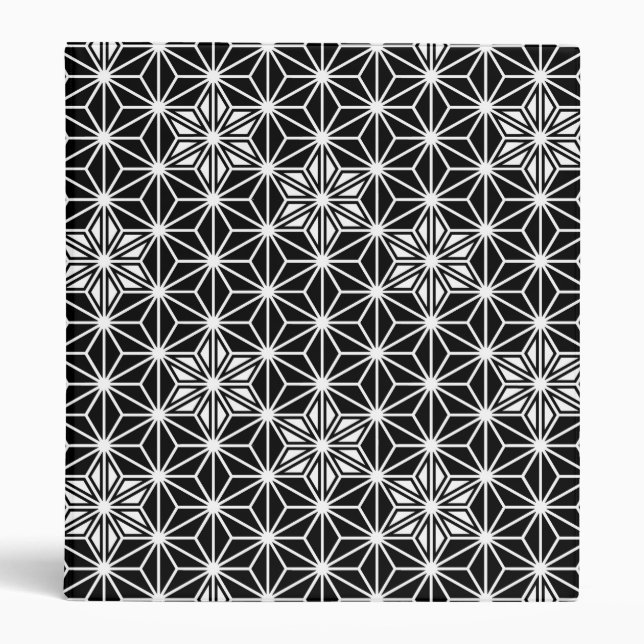 Classeur Japonais Asanoha motif - noir et blanc (Devant)