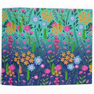 Classeur Jardin à fleurs de couleur bleue