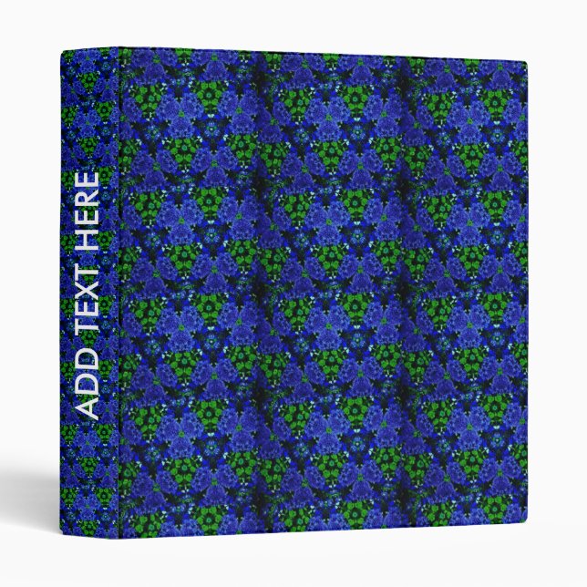 Classeur Jardin botanique Fleur Bleu & Vert Kaleidoscope (Devant/Côté)
