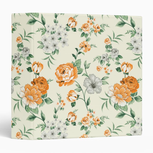 Classeur Jardin Jaune doux motif floral (Devant/Côté)