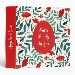 Classeur jardin magique fleurs aquarelles en rouge et vert