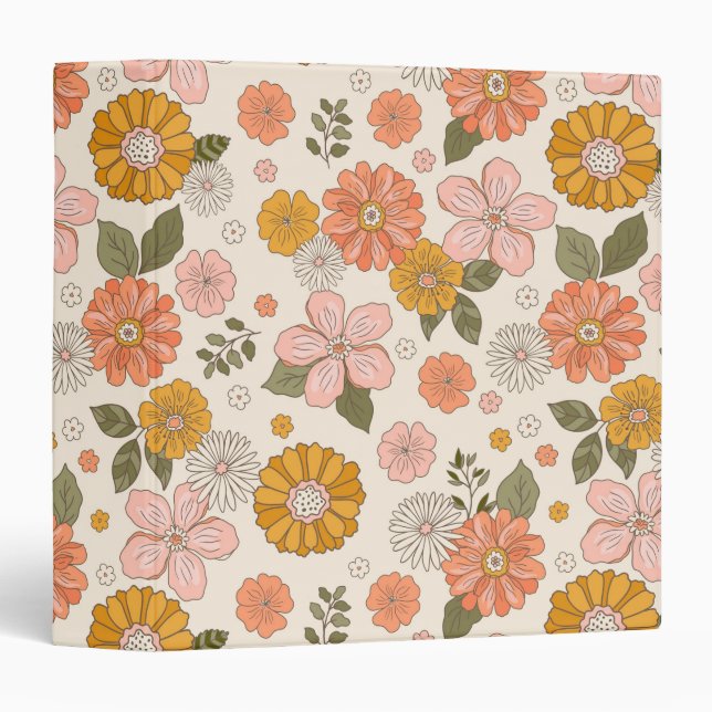Classeur Jardin rose et orange Motif (Devant/Côté)