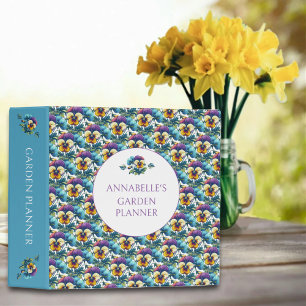 Classeur Jardinage à motif floral violet et bleu joli