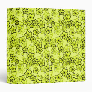 Classeur Jaune avec motif floral néon brillant noir