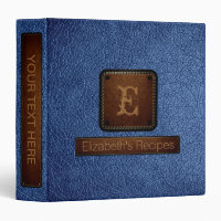 Jaune bleu cuir Élégant Monogramme