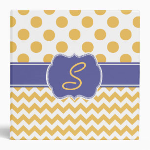 Classeur jaune de monogramme de point de polka de
