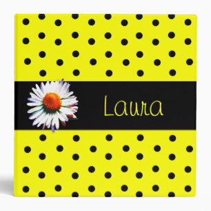 Classeur jaune et noir doux de point de polka