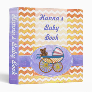 Classeur Jaune, Orange Chevron Pram Custom Baby Book