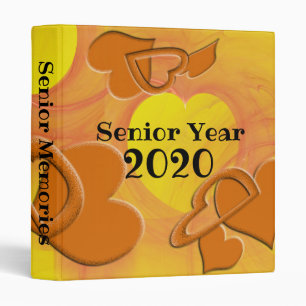 Classeur Jaune orange de dernière année de coeurs Girly