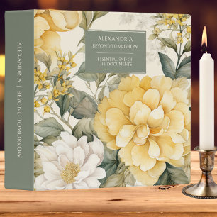 Classeur Jaune, Sage et Blanc Floral Fin de vie