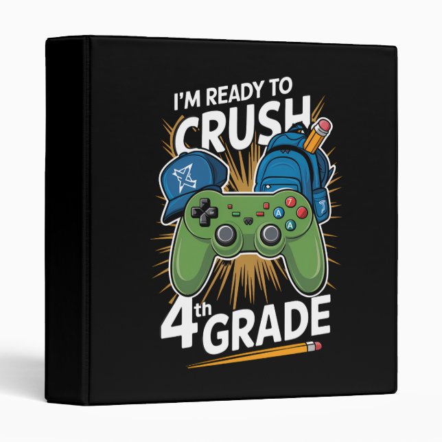 Classeur Je suis prêt à écraser 4e année de retour à l'écol (Devant/Côté)