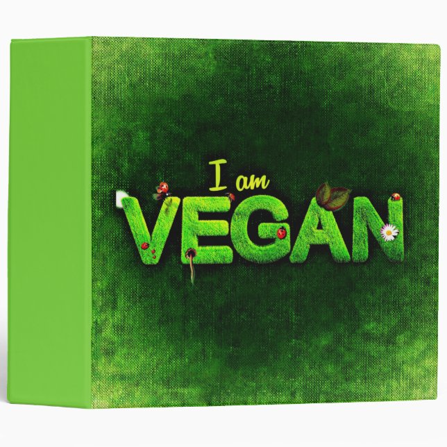 Classeur Je Suis Vegan Écrit Avec Une Texture De Nature Gra (Devant/Côté)