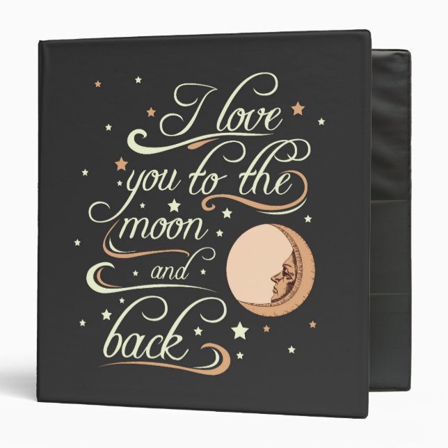 Classeur Je t'aime au noir de lune et de dos (Devant/Intérieur)