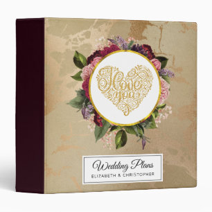Classeur Je T'Aime Fancy Golden Ornate Heart