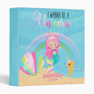Classeur Je Veux Être Une Sirène Unicorne Princess Pink Gol