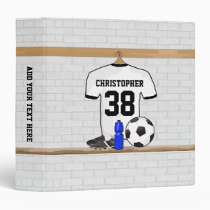 Classeur Jersey de football noir blanc personnalisé