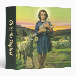 Classeur Jésus-Christ berger vintage avec agneau bébé
